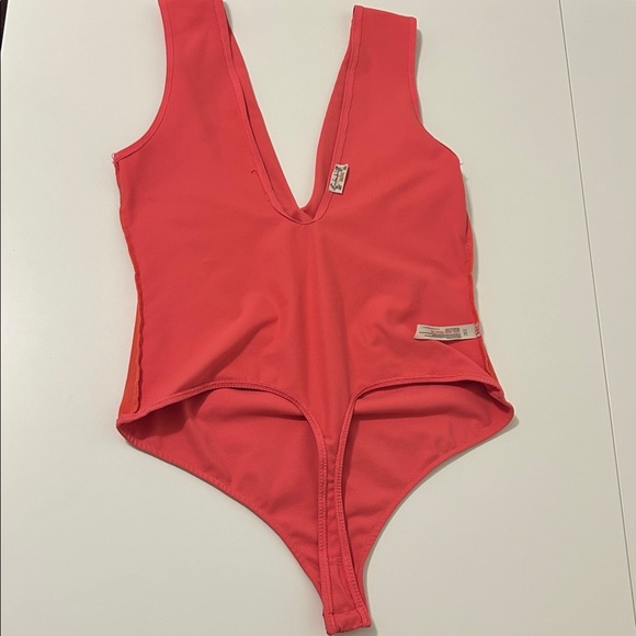 Free People Coral Pink Keep it Sleek Bodysuit Medium - Picture 9 of 11